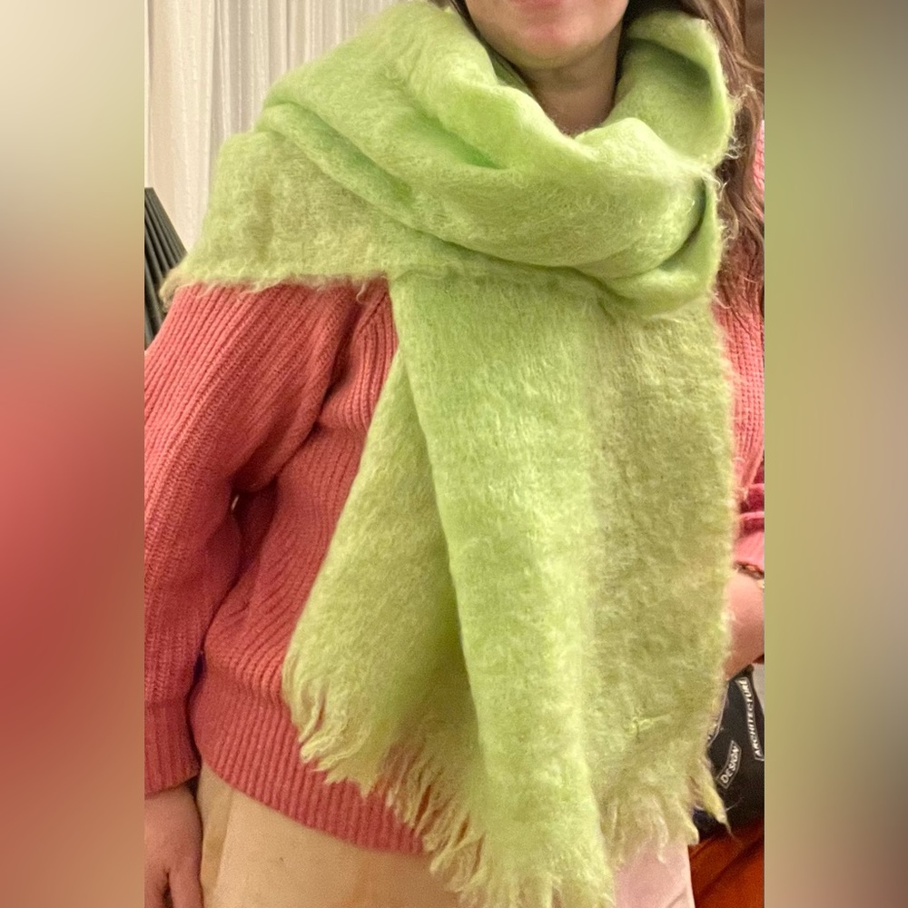 Green mohair XL scarf